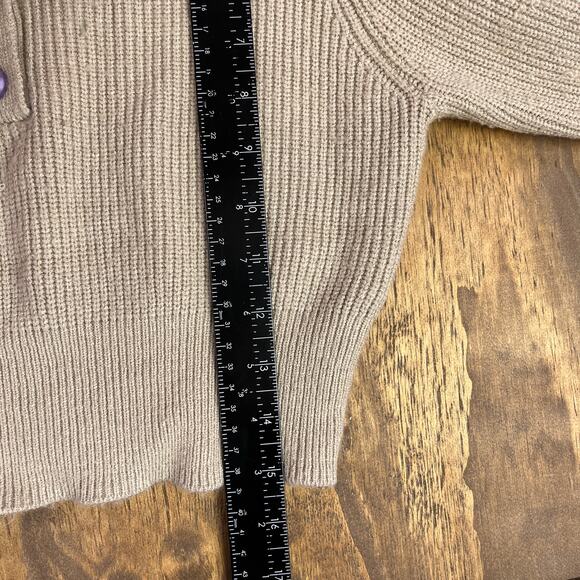 Hazel Moon Womens Sweater Brown Ribbed Cropped Long Sleeve Medium - Picture 8 of 13